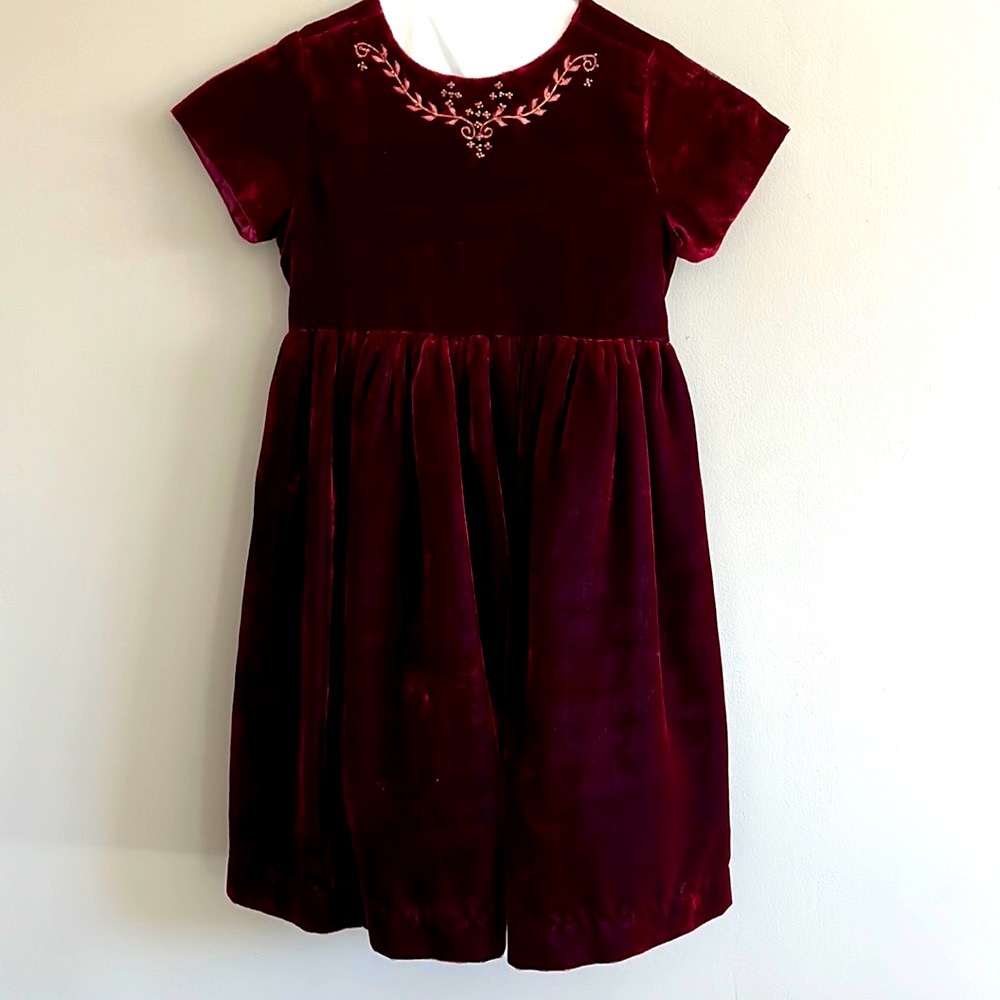 Velvet Dress Two Turtle Doves Burgundy Girls 5